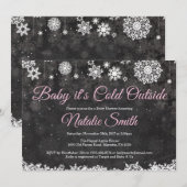 Invitation Bébé, c'est froid en dehors du Baby shower des fil (Devant / Derrière)