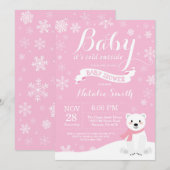 Invitation Bébé, c'est froid hors du Baby shower de la fille  (Devant / Derrière)