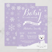 Invitation Bébé, c'est froid hors du Baby shower des filles d (Devant / Derrière)
