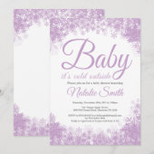 Invitation Bébé, c'est froid hors du Baby shower des flocons (Devant / Derrière)