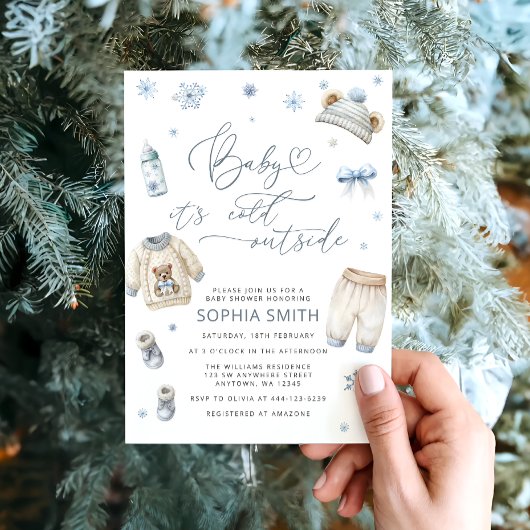 Invitation Bébé c'est froid hors du Baby shower d'hiver