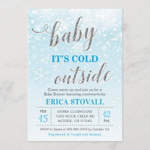 Invitation Bébé c'est garçon bleu de baby shower extérieur