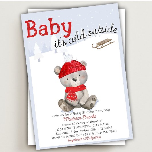 Invitation Bébé c'est le Baby shower d'ours froid