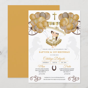 Invitation Bébé Charra Gold Balloons Baptême mexicain