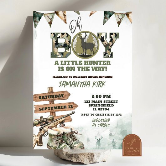Invitation Bébé chasse camouflage Shower