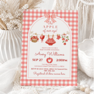 Invitation Bébé Chéri Fête de Naissance Rouge Gingham