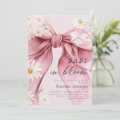 Invitation Bébé Chic en FleurInvitation Fille Rose (Debout devant)