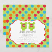 Invitation Bébé Chouette Vêtements Twins Baby shower Invitati (Devant / Derrière)