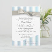 Invitation Bébé Christening Pinstripe avec Bow (Debout devant)