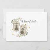 Invitation Bébé cigogne Fête de bébé de genre neutre à rempli (Dos)