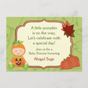 Invitation Bébé Citrouille mignon Halloween Baby shower Invit