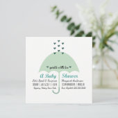 Invitation BÉBÉ & CO Baby Green Shower Sprinkle Love Party (Debout devant)