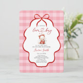 Invitation Bébé coccinelle rose Fille Shower (Debout devant)