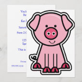 Invitation Bébé Cochon (Devant / Derrière)