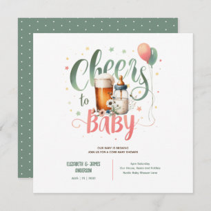 Invitation BÉBÉ COED Bières brasseuses Bouteilles Cheers Fleu