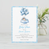 Invitation Bébé couchage Nuages Baby shower garçon (Debout devant)