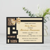 Invitation bébé couleur bloc léopard noir crème (Debout devant)