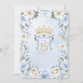 Invitation Bébé Crème Bleue Floral Wreath Or Quinceañera (Dos)