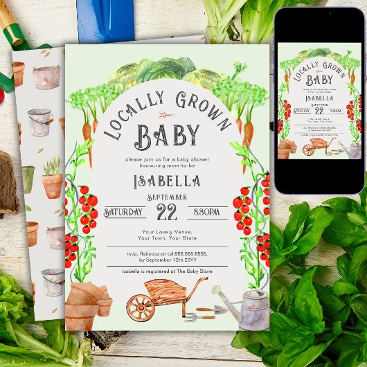 Invitation Bébé cultivé localement, Baby Shower Marché de fer