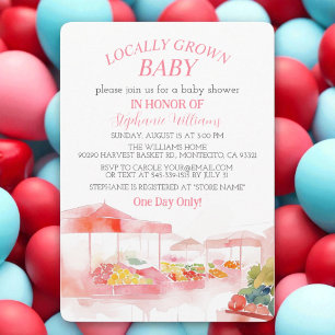 Invitation Bébé cultivé localement Farmers Marché Baby Girl d