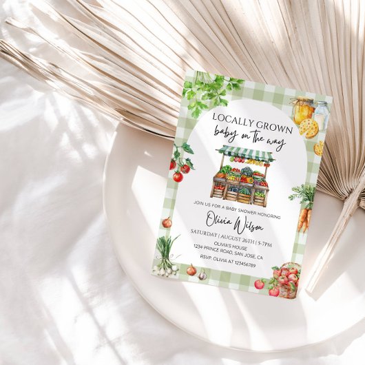 Invitation Bébé cultivé localement sur le thème Way-Rustic Fa