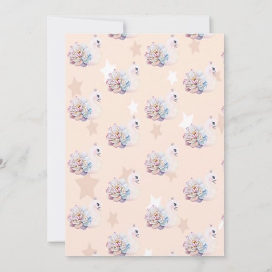 Invitation Bébé cygne magique, étoile d'anniversaire (Dos)