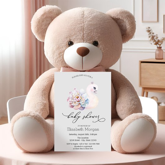Invitation Bébé cygne mignon pois