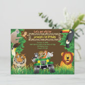 Invitation Bébé d'anniversaire, anniversaire de safari, (Debout devant)