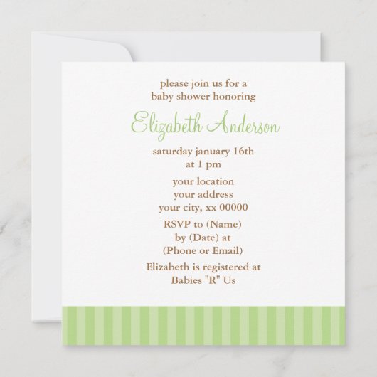 Invitation Bébé dans Baby shower parapluie vert (Dos)