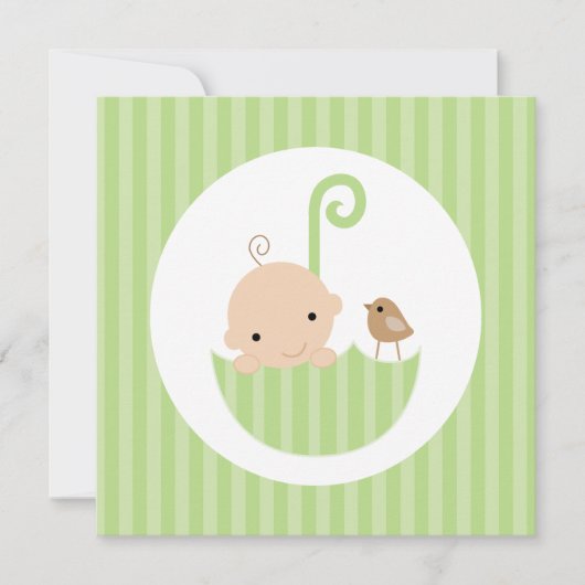 Invitation Bébé dans Baby shower parapluie vert (Devant)