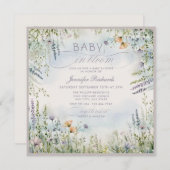 Invitation Bébé dans la douche en fleurs (Devant / Derrière)