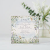 Invitation Bébé dans la douche en fleurs (Debout devant)