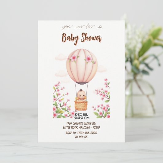 Invitation Bébé dans le Baby shower à ballon à air chaud (Debout devant)