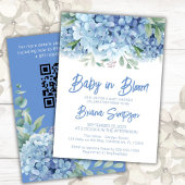 Invitation Bébé dans le Baby shower Bleu en fleurs Hydrangeas