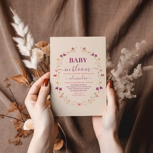Invitation Bébé dans le Baby shower de jardin en fleurs