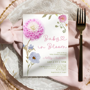 Invitation Bébé dans le Baby shower de jardin en fleurs
