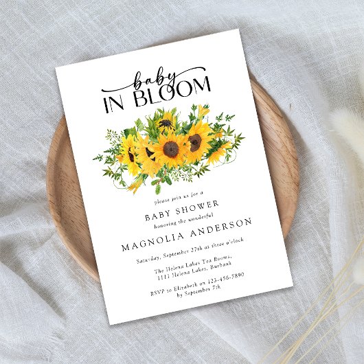 Invitation Bébé dans le Baby shower de tournesol en fleurs