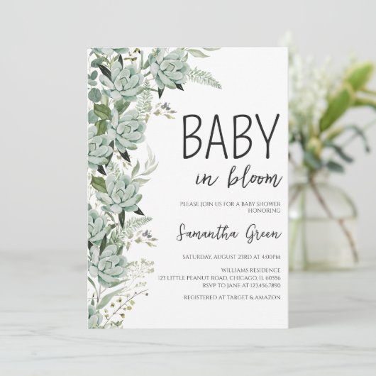 Invitation Bébé dans le Baby shower en fleur (Debout devant)