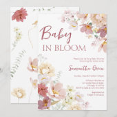 Invitation Bébé dans le Baby shower en fleur (Devant / Derrière)