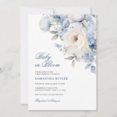 Invitation Bébé dans le Baby shower Fleurs Bleues en Fleur Fl (Devant)