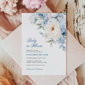 Invitation Bébé dans le Baby shower Fleurs Bleues en Fleur Fl