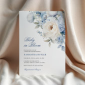 Invitation Bébé dans le Baby shower Fleurs Bleues en Fleur Fl