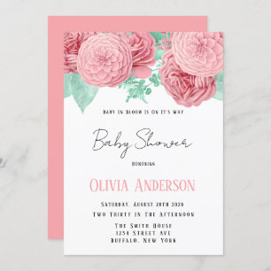 Invitation Bébé dans le Baby shower rose de rose de fleurs