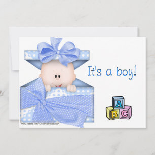Invitation Bébé dans une boîte-cadeau bleu