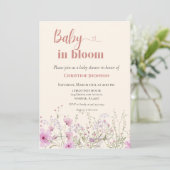 Invitation Bébé dans une floraison fleur sauvage baby shower  (Debout devant)