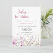 Invitation Bébé dans une floraison fleur sauvage baby shower  (Debout devant)