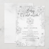 Invitation Bébé d'argent son Baby shower d'hiver extérieur fr (Devant / Derrière)