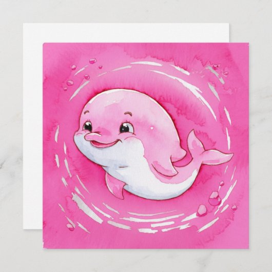 Invitation Bébé Dauphin (Devant / Derrière)