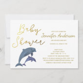 Invitation Bébé Dauphin ou Baby shower de fille (Devant)
