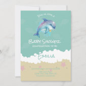 Invitation Bébé dauphin plage océan Shower (Devant)